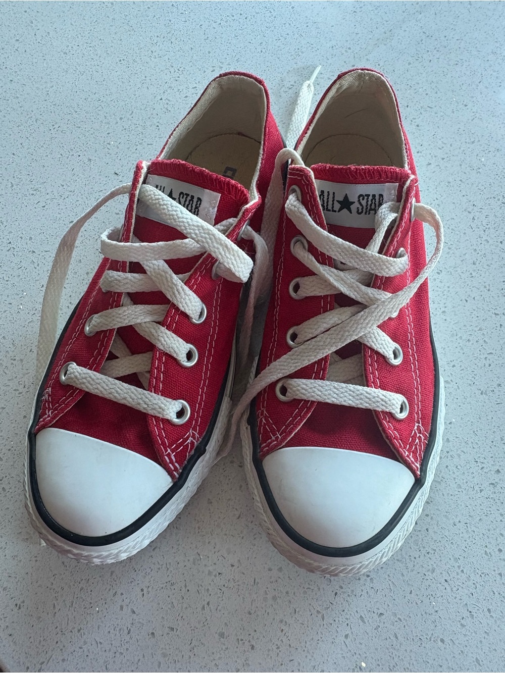 Converse Kids Red Low-Top Canvas Sneakers with White Laces